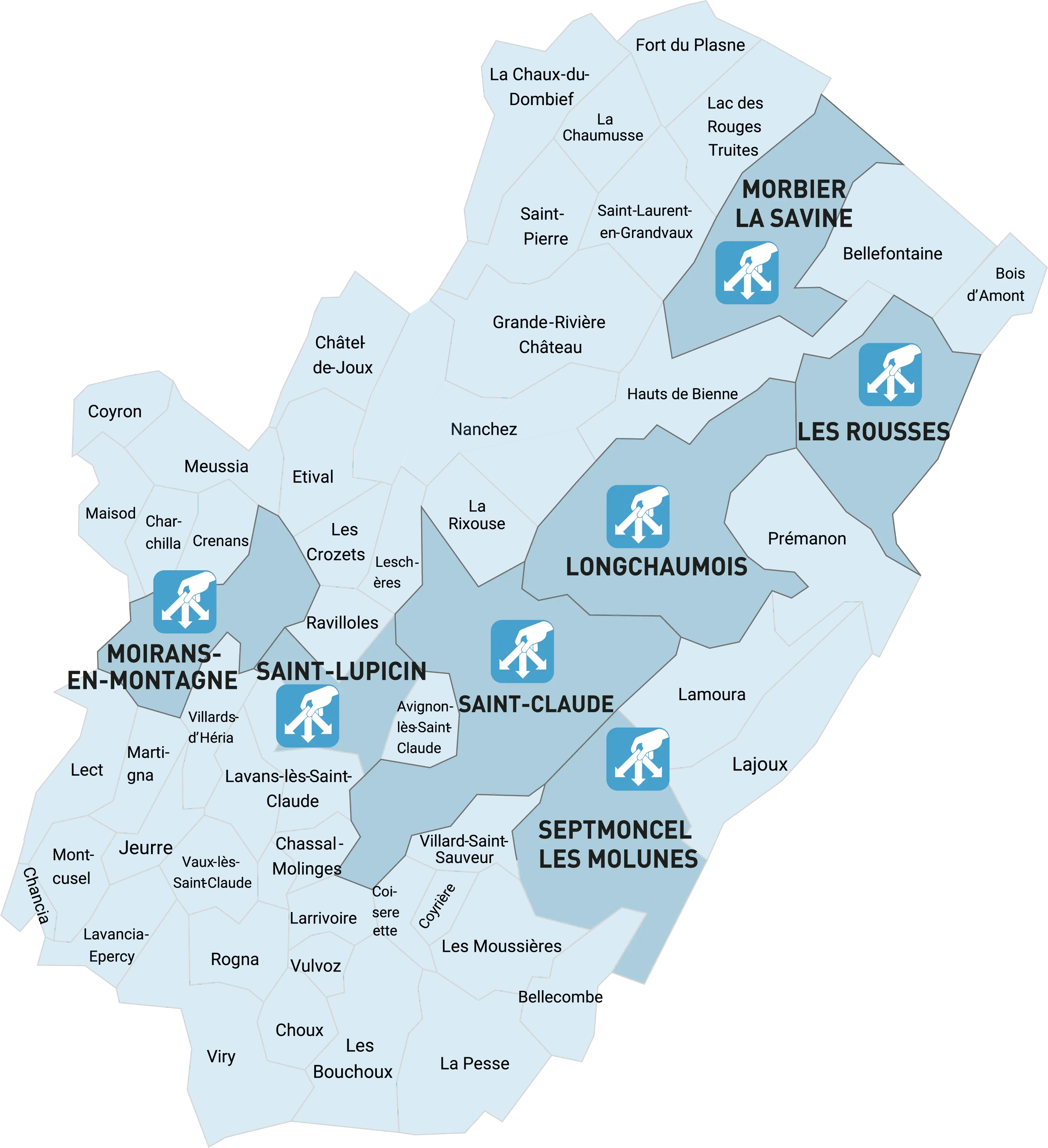 Carte des déchetteries du Haut-Jura